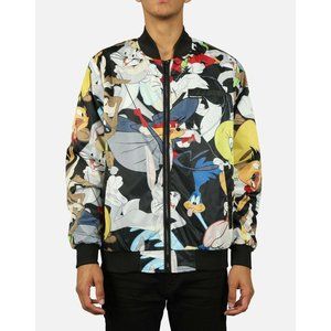 MEMBERS ONLY LOONEY TUNES MASH UP BOMBER JACKET BLACK/MULTICOLOR SZ SMALL UNISEX